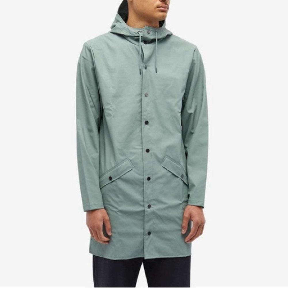 NWT Rains UNISEX Long Jacket W3 in Haze Green XL - Picture 2 of 8